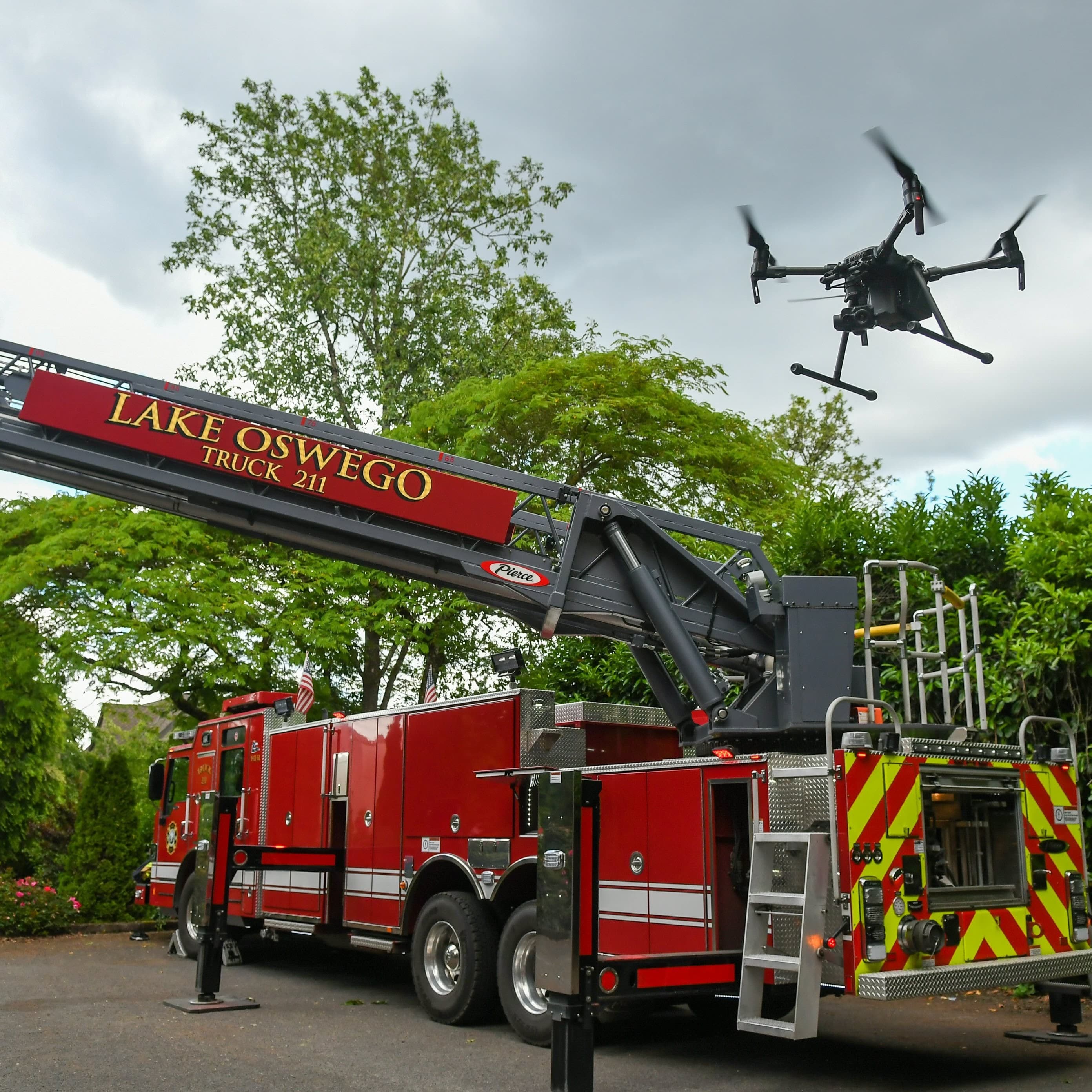 DJI M200 drone with thermal imaging camera working with the Lake Oswego Fire Department